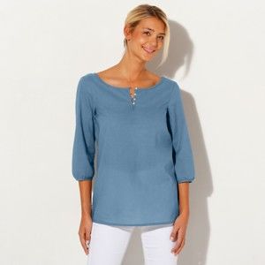 Blancheporte Košilové šaty z bavlněné gázoviny modrošedá 40