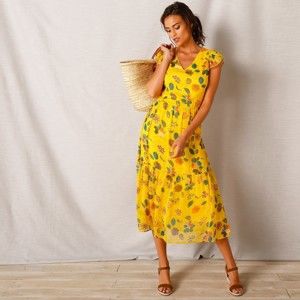 Blancheporte Dlouhé šaty s potiskem žlutá 36