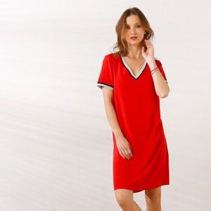 Blancheporte Jednobarevné červené šaty se sportovními pruhy červená 38