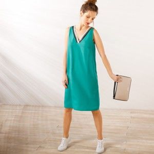 Blancheporte Šaty se sportovním pruhem zelená 40