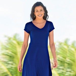 Blancheporte Dlouhé jednobarevné šaty tmavě modrá 50