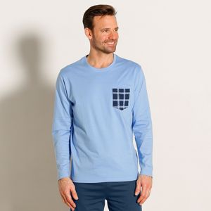 Blancheporte Pyžamové tričko s dlouhými rukávy nebeská modrá 137/146 (4XL)