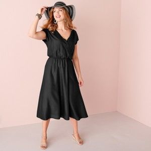 Blancheporte Dlouhé šaty s překřížením černá 50