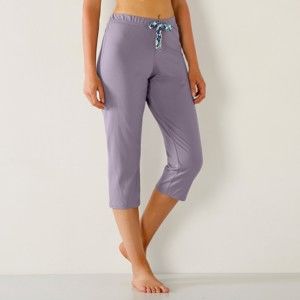 Blancheporte Jednobarevné 3/4 pyžamové kalhoty, mašlička, potisk květy šedá 56