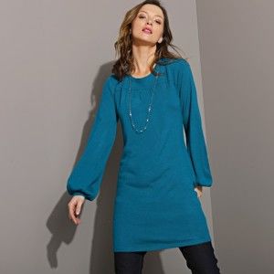 Blancheporte Tunikový pulovr s halenkovými rukávy modrá 46/48