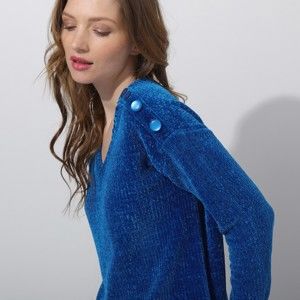Blancheporte Žinylkový pulovr s výstřihem do "V" tmavě modrá 52