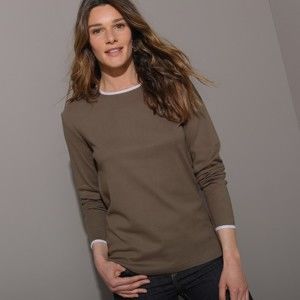 Blancheporte Dvoubarevné tričko s dlouhými rukávy hnědošedá 42/44