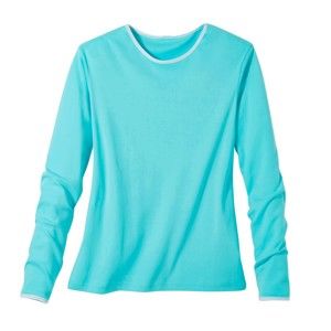 Blancheporte Dvoubarevné tričko s dlouhými rukávy blankytně modrá 34/36