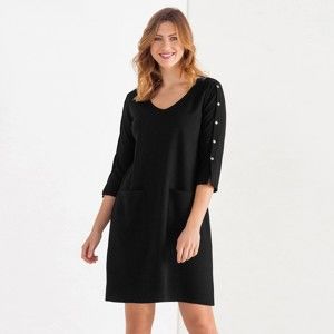 Blancheporte Šaty z úpletu Milano, jednobarevné černá 50