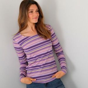 Blancheporte Proužkované tričko s dlouhými rukávy fialová/lila 54