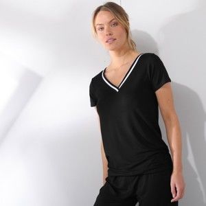 Blancheporte Jednobarevné tričko s výstřihem do "V" černá 34/36