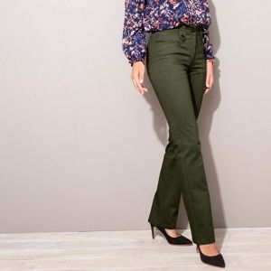 Blancheporte Tvilové kalhoty s knoflíky khaki 44