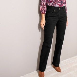 Blancheporte Tvilové kalhoty s knoflíky černá 46