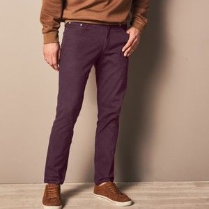 Blancheporte Rovné kalhoty s 5 kapsami, bavlna bordó 48