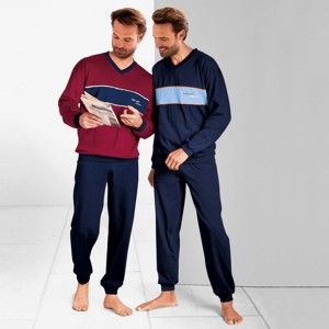 Blancheporte Sada 2 pyžam s dlouhými kalhotami nám.modrá+bordó 137/146 (4XL)