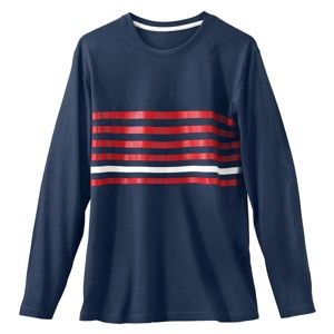 Blancheporte Pyžamové tričko s proužky a dlouhými rukávy proužky nám.modrá/červená 117/126 (XXL)