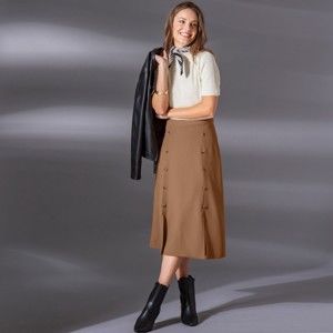 Blancheporte Midi sukně s knoflíky kaštanová 38