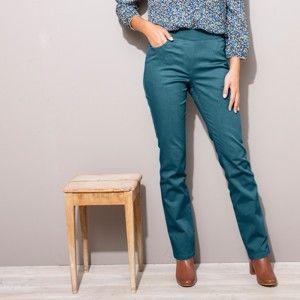 Blancheporte Rovné kalhoty s pružným pasem tyrkysová 54