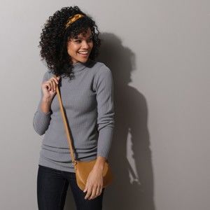 Blancheporte Žebrovaný pulovr se stojáčkem, délka cca 72 cm šedá 38/40
