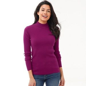 Blancheporte Žebrovaný pulovr se stojáčkem, délka cca 63 cm purpurová 34/36
