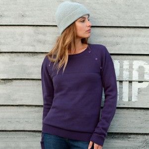 Blancheporte Jednobarevný pulovr s knoflíky v ramenou fialově šedá 42/44