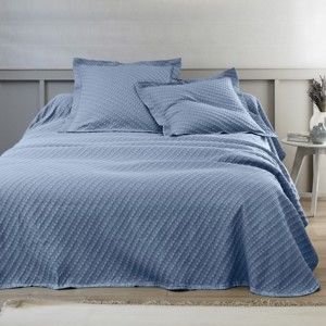 Blancheporte Přehoz na postel s reliéfním vzorem modrá povlak na polštář 65x65cm