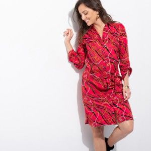 Blancheporte Košilové šaty s potiskem červená/černá 52