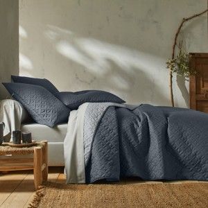 Blancheporte Dvoubarevný přehoz na postel šedá/světle šedá povlak na polštář 65x65cm