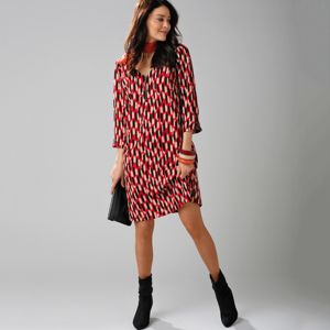 Blancheporte Šaty s potiskem a zipy červená/černá 46