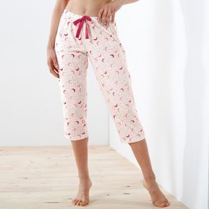 Blancheporte 3/4 pyžamové kalhoty s potiskem měsíce Lola slonová kost/třešňová 52