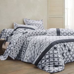 Blancheporte Povlečení Marlow s geometrickým vzorem, bavlna, zn. Colombine šedá/černá 70x90cm a 140x200cm(*)
