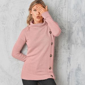 Blancheporte Měkký pulovr s knoflíky šedorůžová 42/44