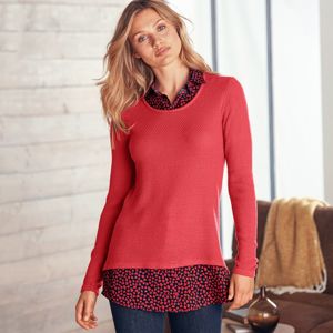 Blancheporte Košilový pulovr 2 v 1 červená 50