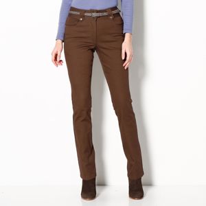 Blancheporte Rovné kalhoty s vysokým pasem, malá postava čokoládová 44