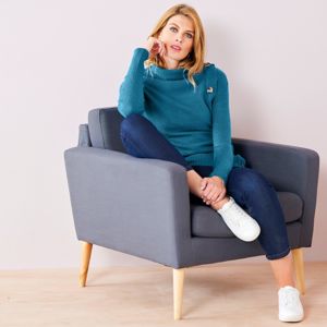 Blancheporte Měkký pulovr s knoflíky modrá 50