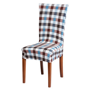 Blancheporte Potah na židli s potiskem modro-hnědá kostka uni