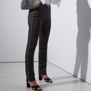 Blancheporte Rovné kalhoty se zlatou lemovkou černá 50