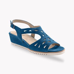 Blancheporte Kožené semišové sandály na klínovém podpatku, námořnicky modré námořnická modrá 39