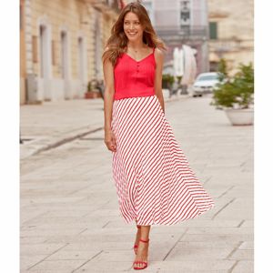 Blancheporte Plisovaná sukně s potiskem bílá/červená 50