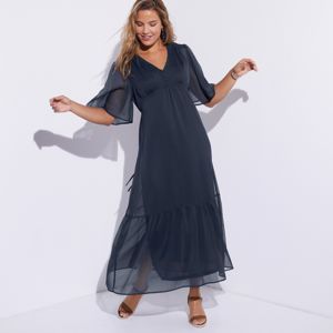 Blancheporte Jednobarevné dlouhé šaty indigo 56