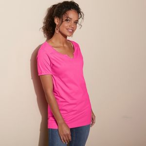 Blancheporte Jednobarevné tričko s tuniským výstřihem růžová 42/44