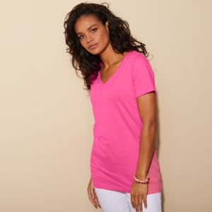 Blancheporte Jednobarevné tričko s výstřihem do "V" růžová 42/44
