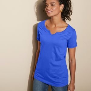 Blancheporte Jednobarevné tričko s tuniským výstřihem modrá 46/48