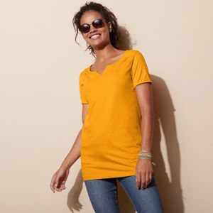 Blancheporte Jednobarevné tričko s tuniským výstřihem šafránová 52