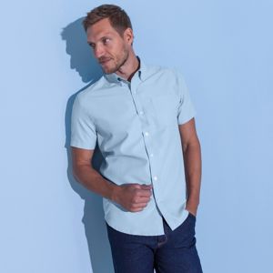 Blancheporte Jednobarevná košile, rovný střih, krátké rukávy modrá 49/50
