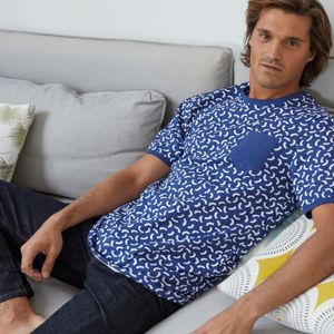 Blancheporte Pánském tričko s minimalistickým designem nám.modrá/bílá 117/126