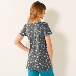 Blancheporte Pyžamové tričko s krátkými rukávy, potisk motýlů šedá 54