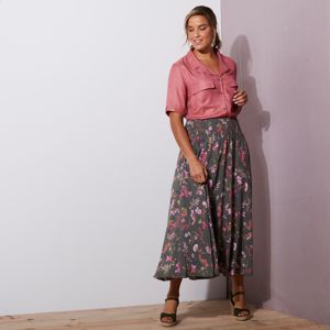 Blancheporte Dlouhá sukně se vzorem květin khaki/růžová 52