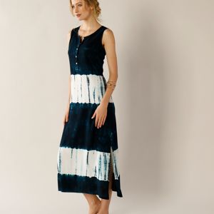 Blancheporte Dlouhé šaty s batikou modrá/bílá 52