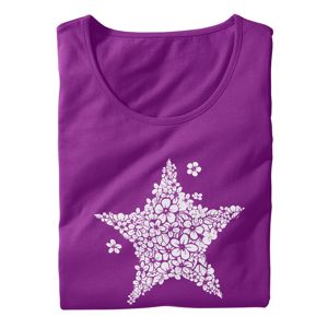 Blancheporte Krátká noční košile, potisk hvězdiček purpurová 54